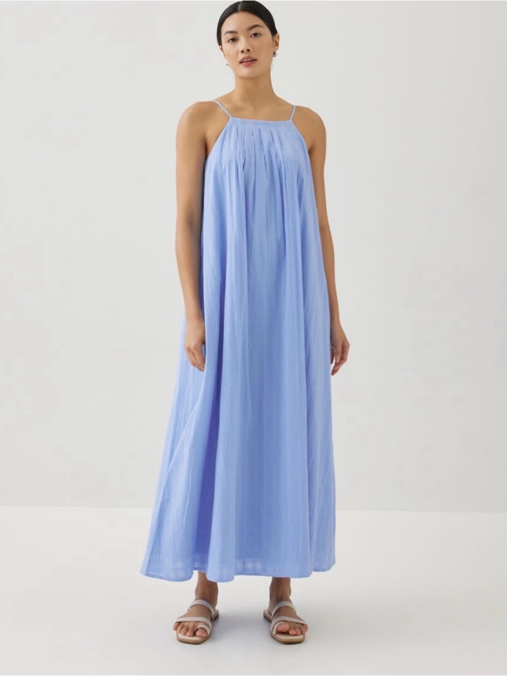 Love Bonito Textured Trapeze Cotton Maxi Dress Size 8 Pockets Vacation Beach
